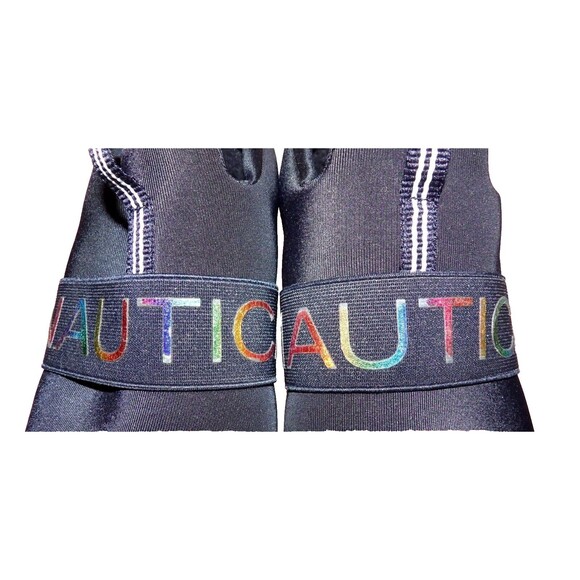 Nautica Navy Black Rainbow Slip On Size 5 Tennis Shoe Unisex Big Kids Waffle - Picture 5 of 12